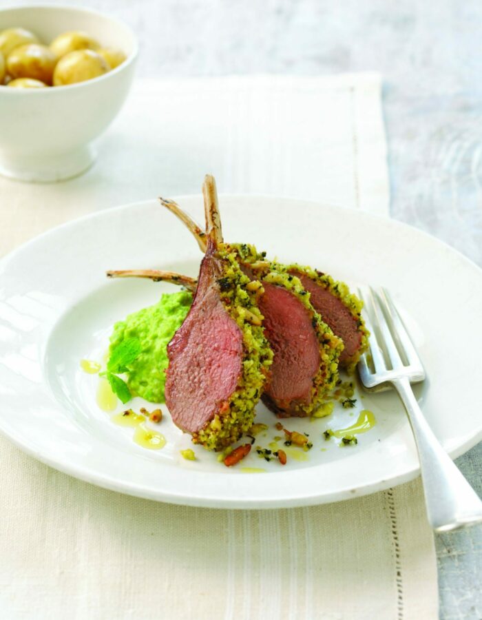 Lamb-Cutlets-on-Minted-Pea-Puree