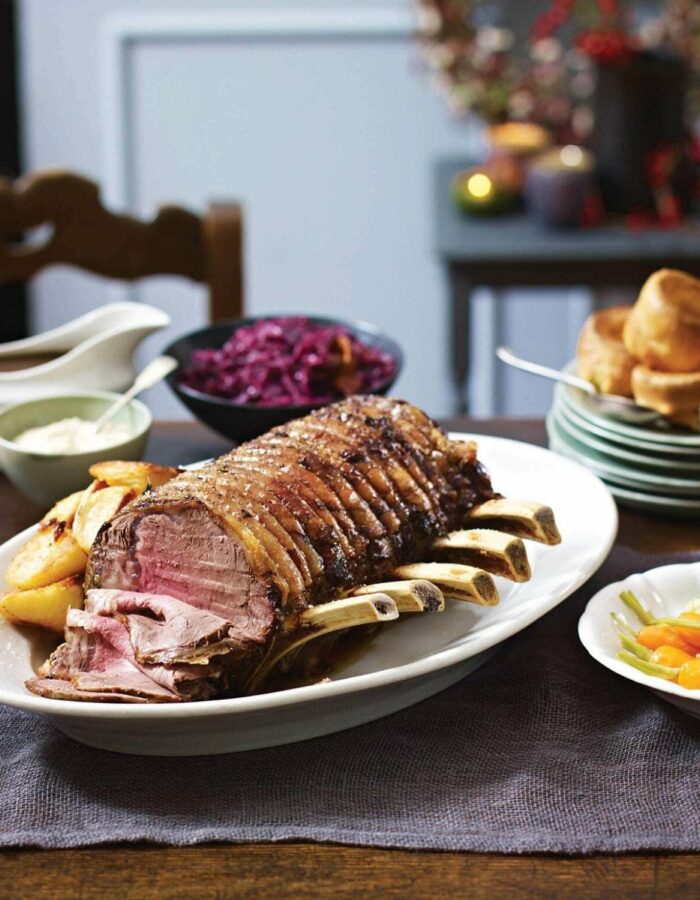 Roast-Rib-of-Beef-with-Roast-Potatoes-Spiced-Red-Cabbage-and-Yorkshire-puddings